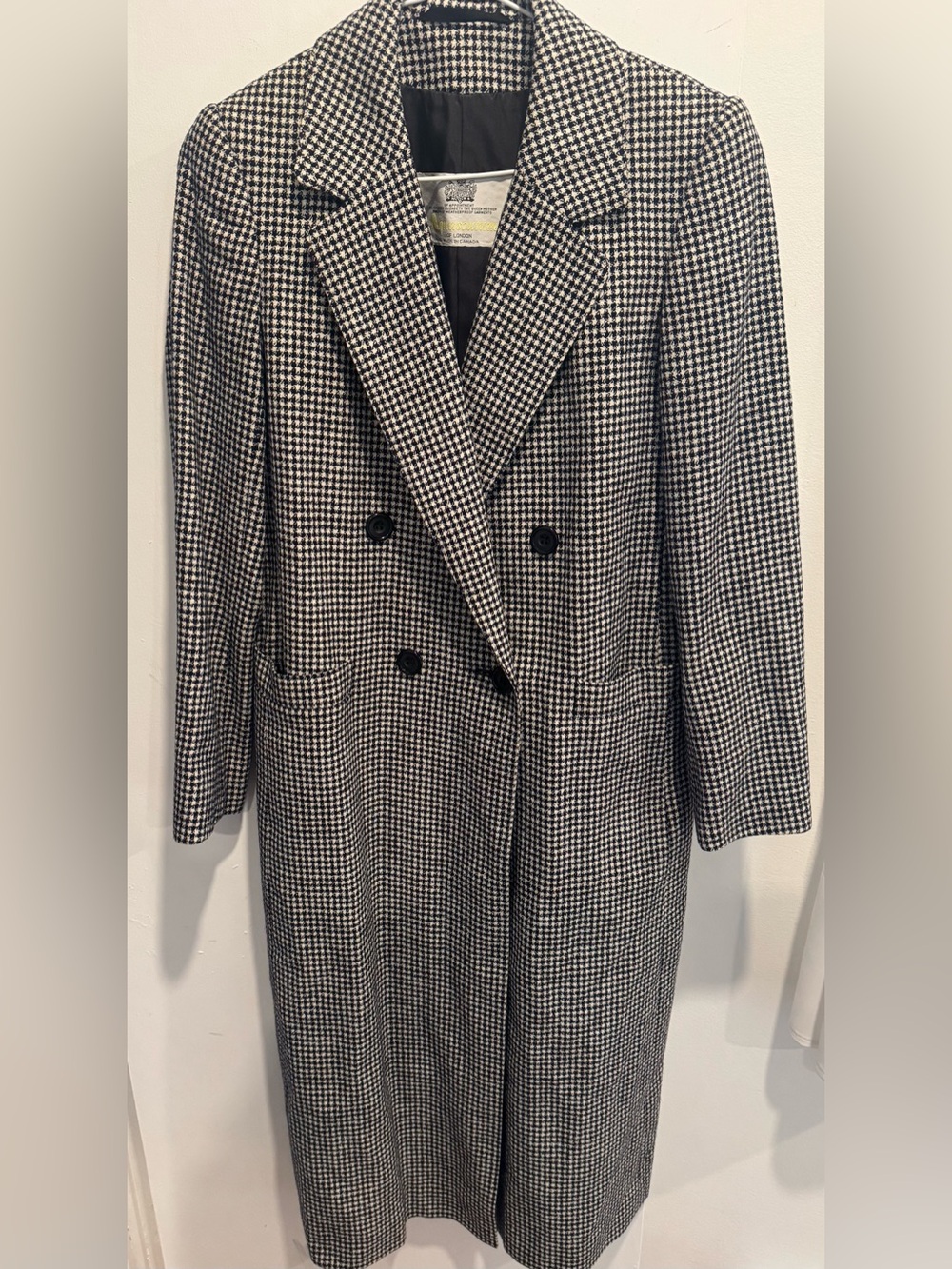 Vintage Aquascutum London Herringbone wool silk pea coat trench retro midi S